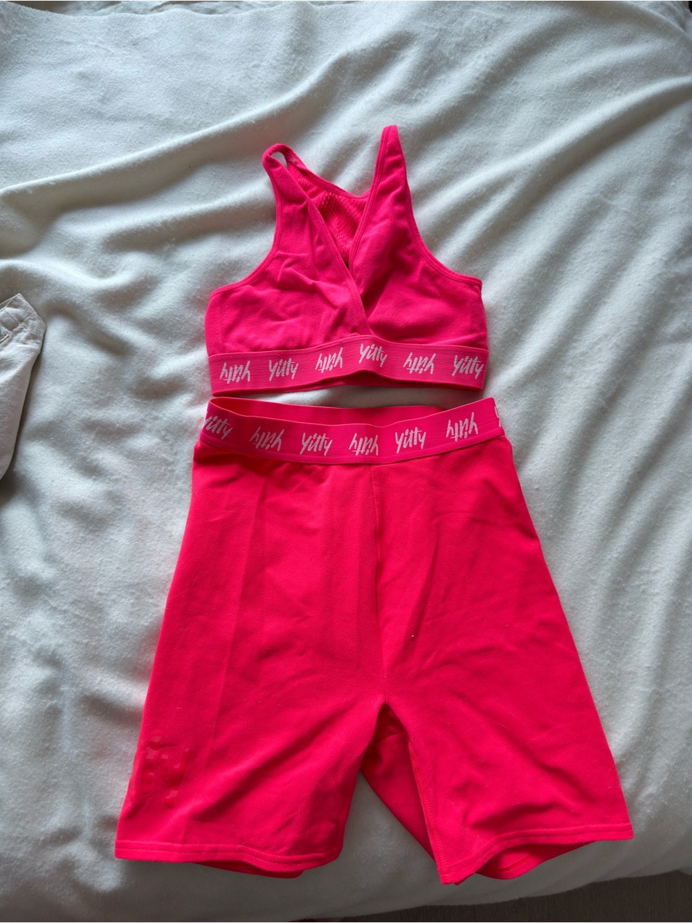 Yitty Pink Active Bike Shorts with Matching Sports Bralette